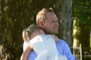  Spreading flowers is so exhausting: Lois' son James and granddaughter Talia