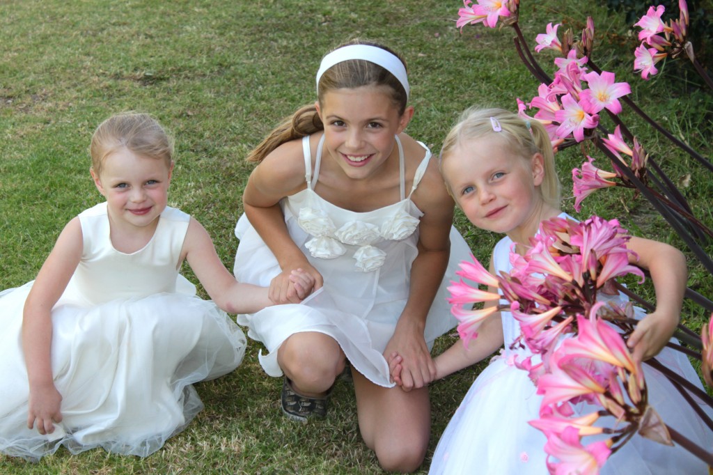 Pink ladies and white flower girls